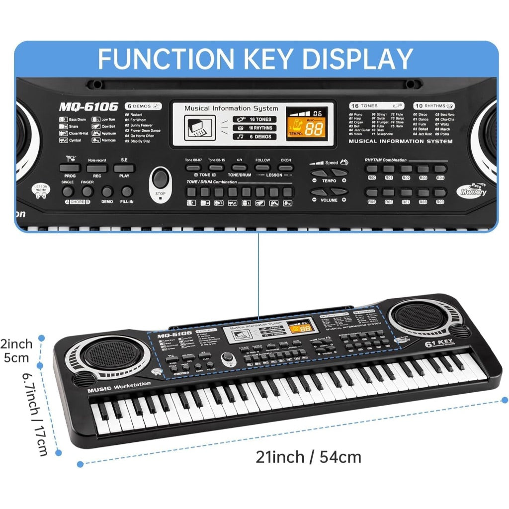 Electronic Keyboard Piano 61 Keys with Microphone