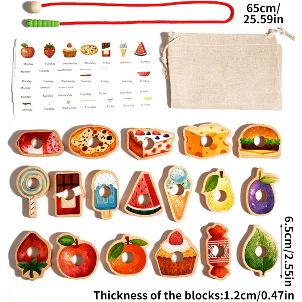 Greedy Caterpillar Lacing Bead Game Montessori Wooden Toy