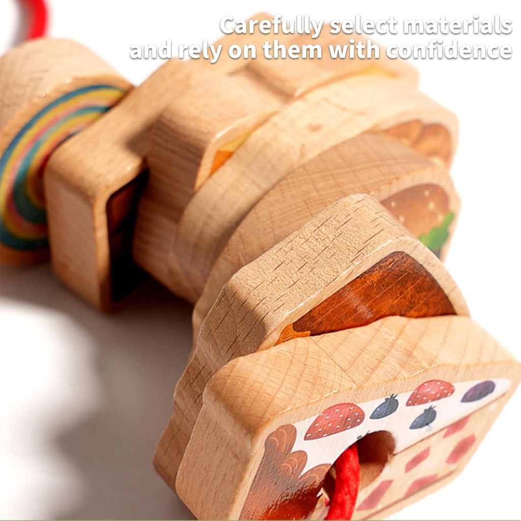 Greedy Caterpillar Lacing Bead Game Montessori Wooden Toy