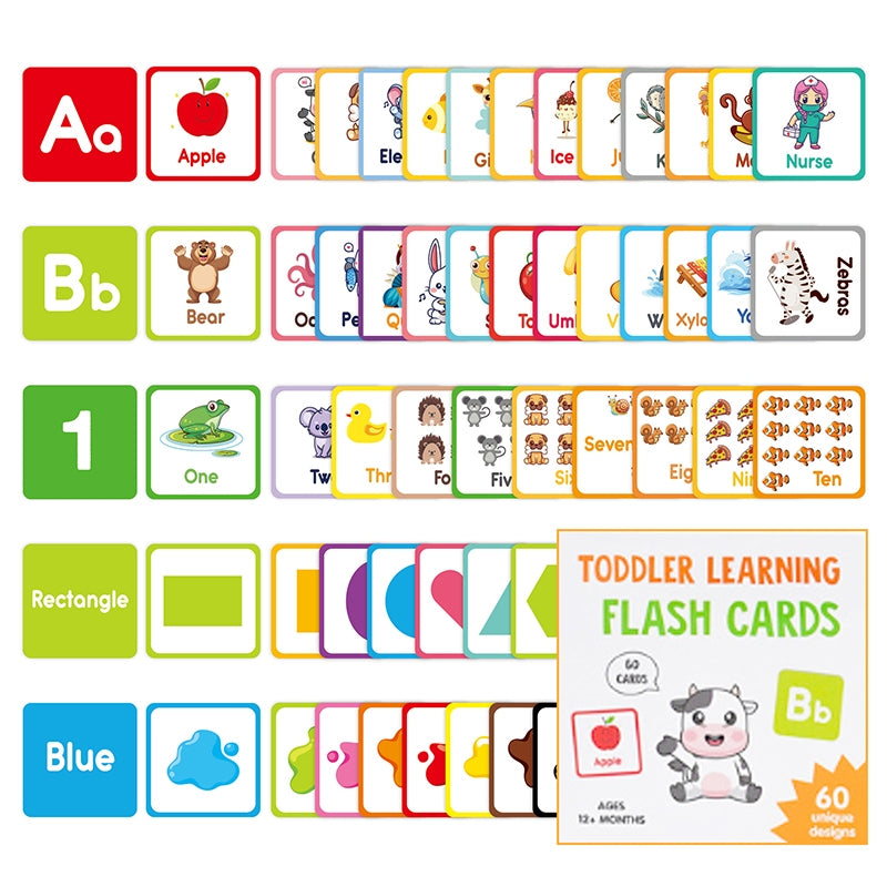 60pc Toddler Learning Flashcards