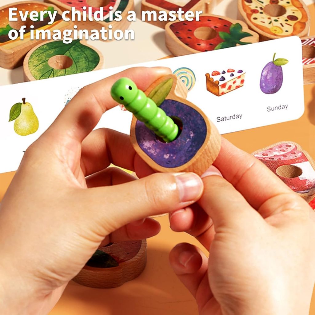 Greedy Caterpillar Lacing Bead Game Montessori Wooden Toy