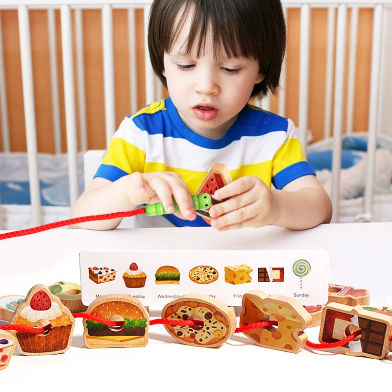 Greedy Caterpillar Lacing Bead Game Montessori Wooden Toy