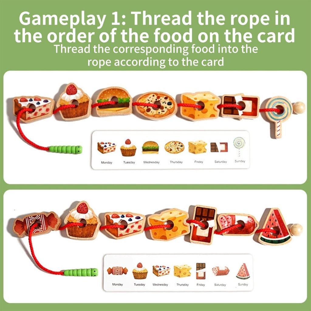 Greedy Caterpillar Lacing Bead Game Montessori Wooden Toy
