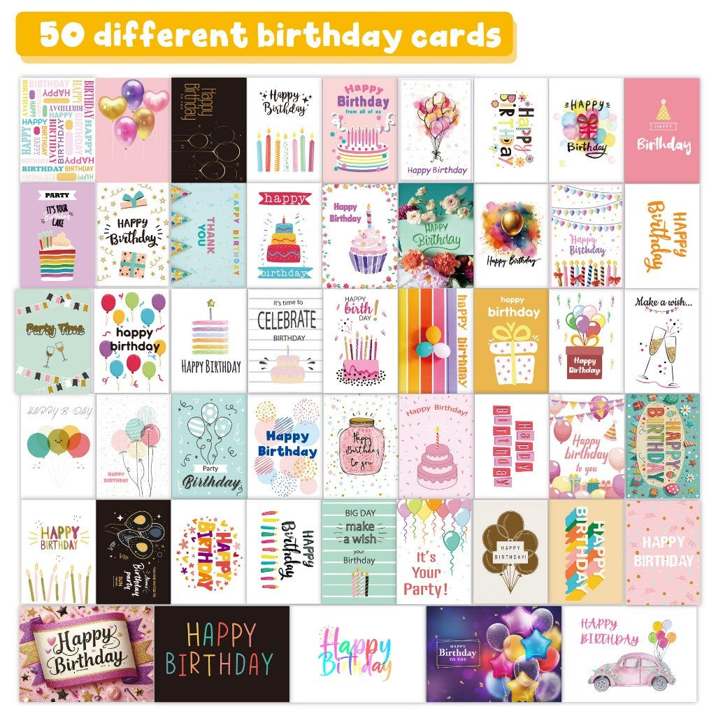 Assorted Birthday Greeting Cards Celebration Cards with Envelopes & Stickers