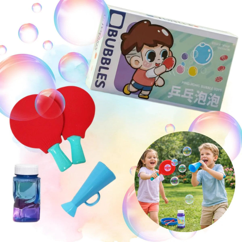Bubbles Ping Pong Kids Toy Magic Bouncing Table Tennis Racket Blow Bubble Toys