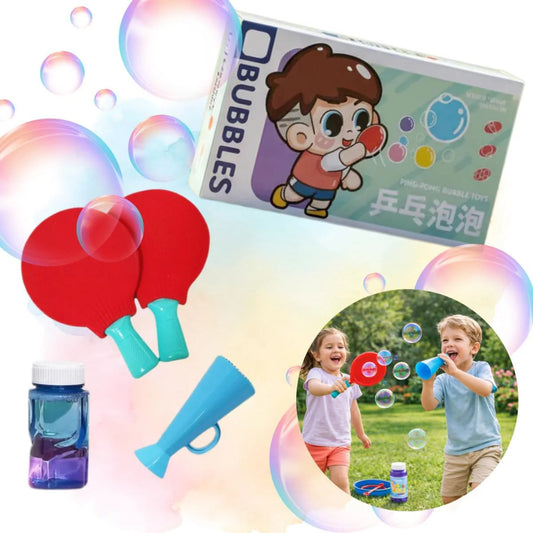 Bubbles Ping Pong Kids Toy Magic Bouncing Table Tennis Racket Blow Bubble Toys