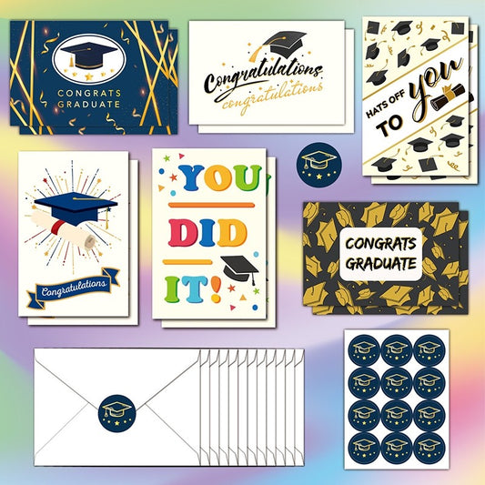 12pc Graduation Greeting Cards Envelope Stickers Set
