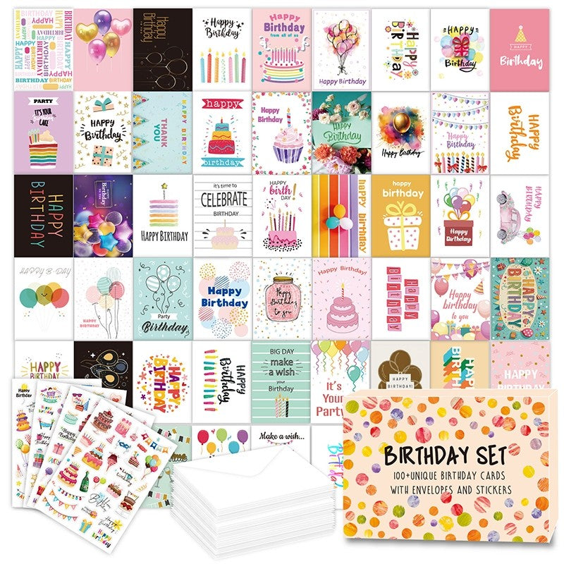 Assorted Birthday Greeting Cards Celebration Cards with Envelopes & Stickers