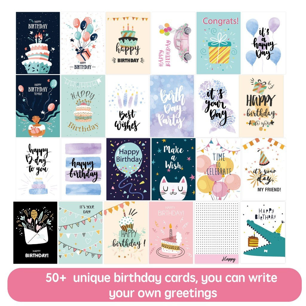 Birthday Cards with Envelopes & Stickers Greeting Card Family Friends Celebration