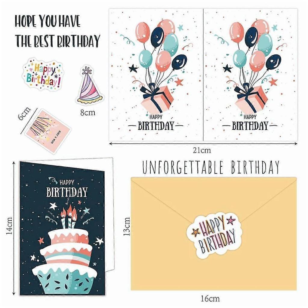 Birthday Cards with Envelopes & Stickers Greeting Card Family Friends Celebration