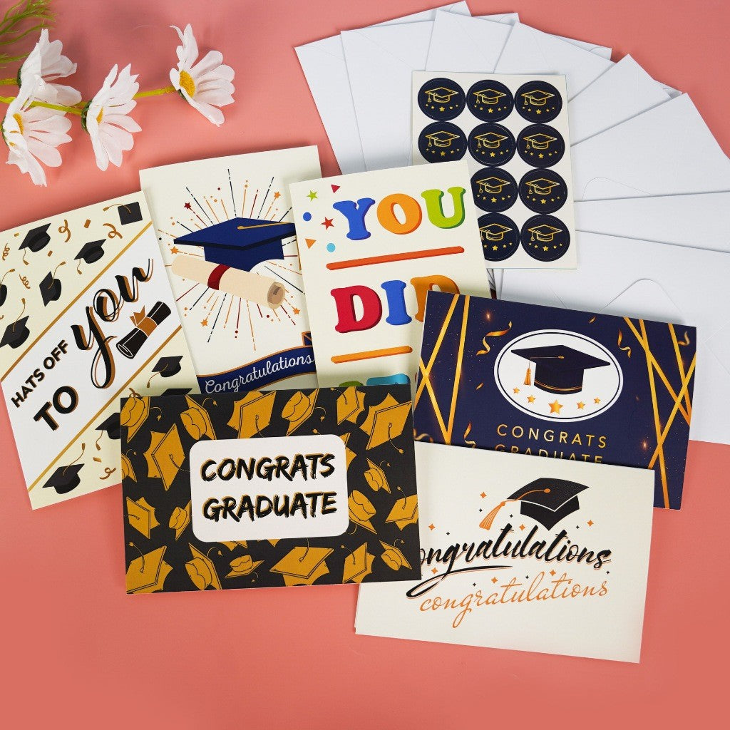 12pc Graduation Greeting Cards Envelope Stickers Set