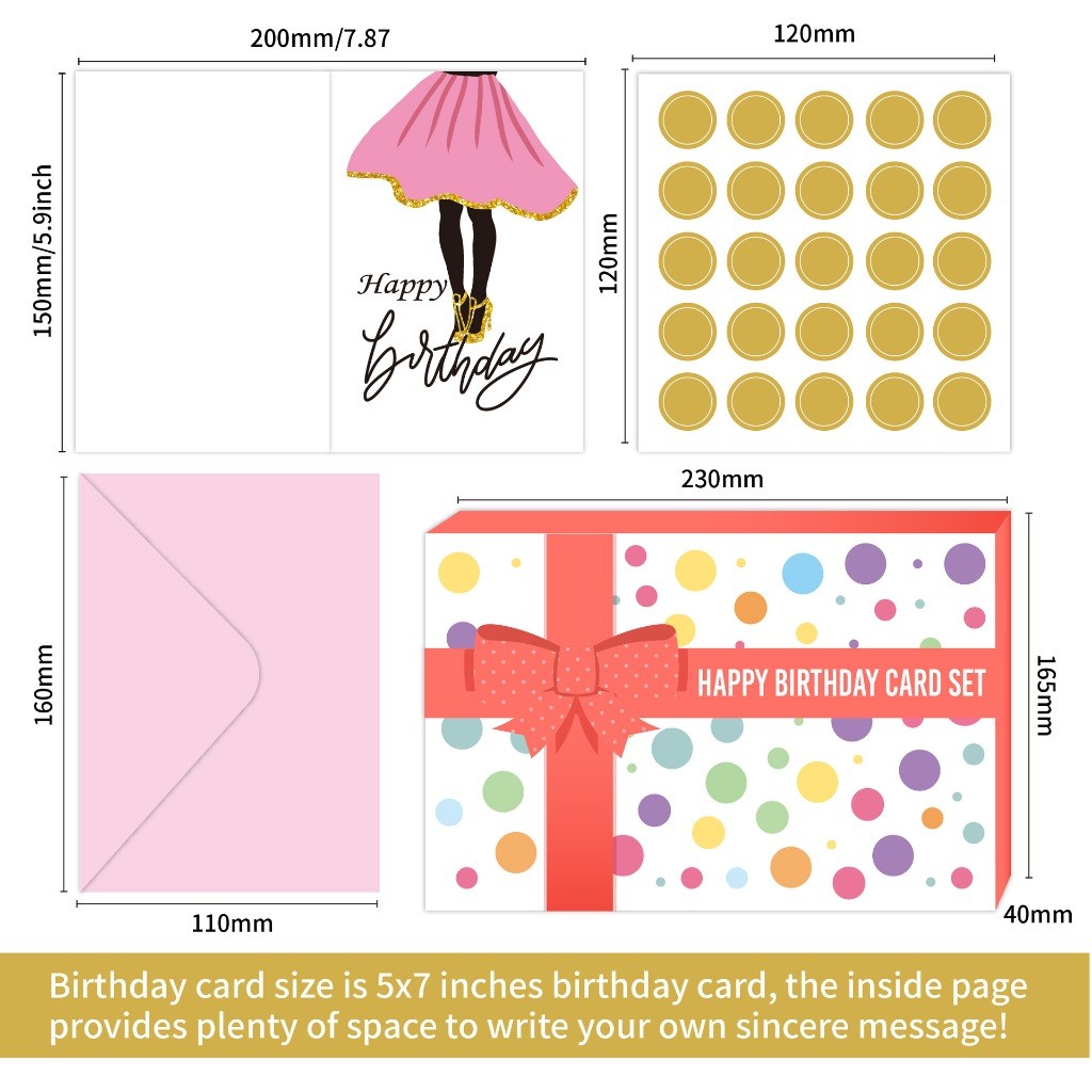 Unique Happy Birthday Cards With Envelopes Stickers Greeting Cards Gifts