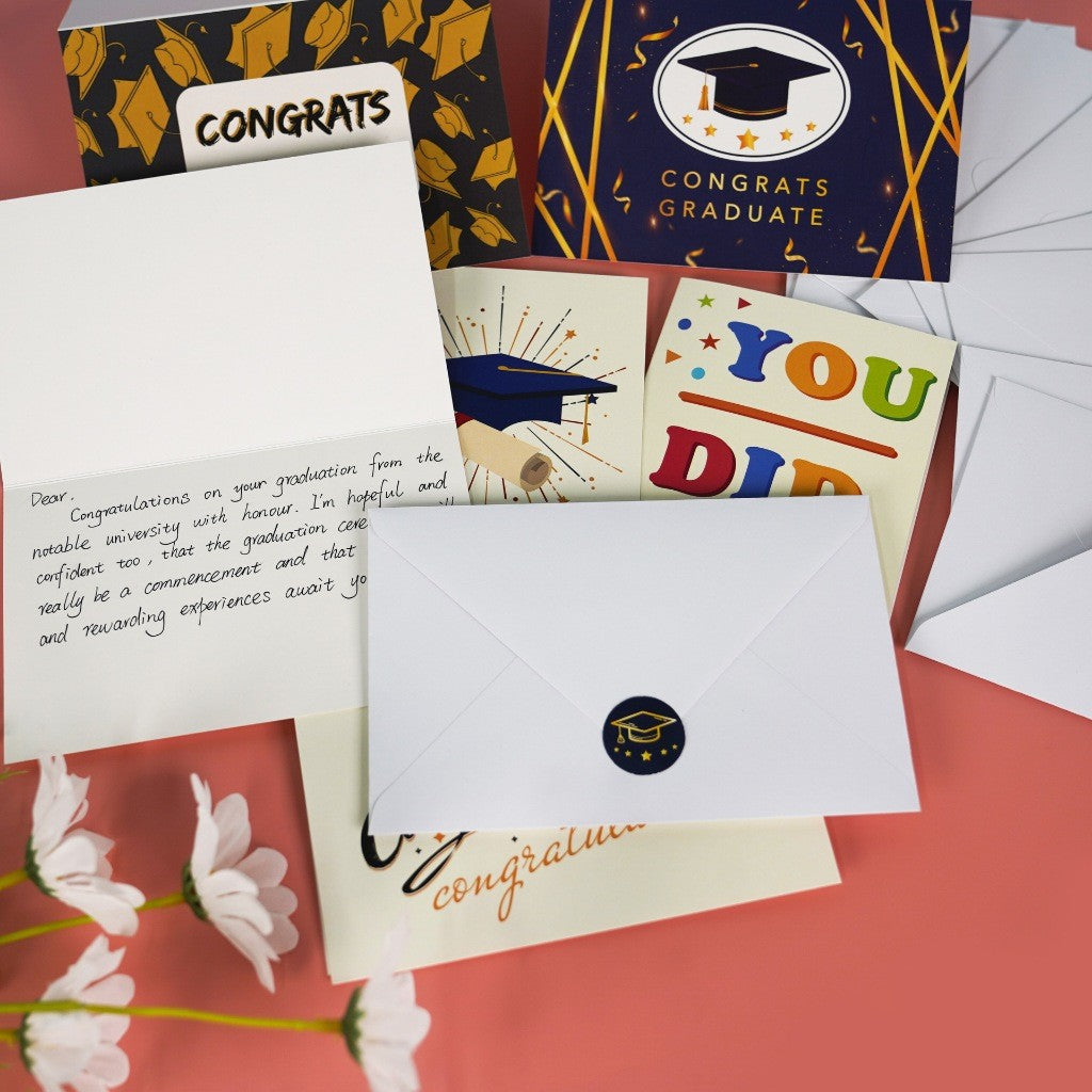 12pc Graduation Greeting Cards Envelope Stickers Set