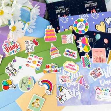 Birthday Cards with Envelopes & Stickers Greeting Card Family Friends Celebration