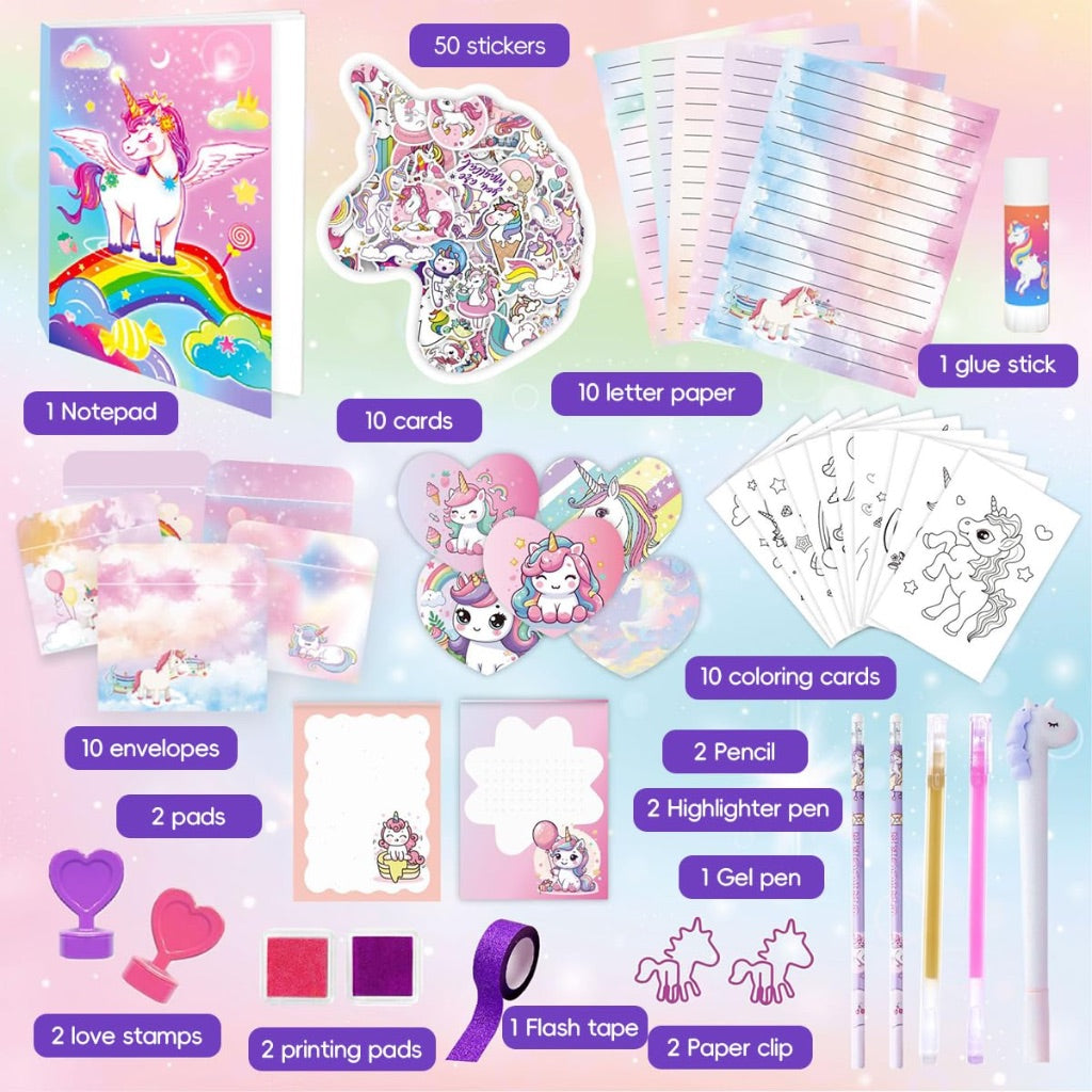Purple Unicorn DIY Journal Stationery Girls Kit