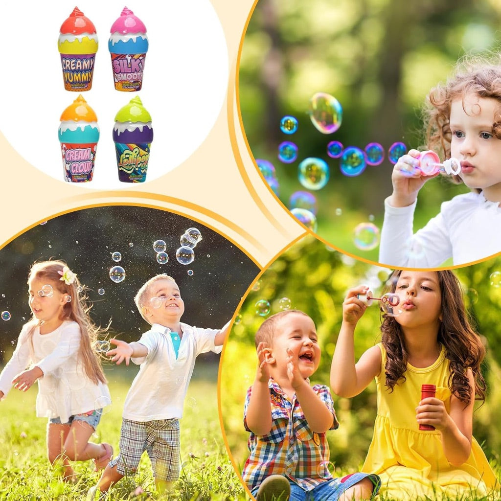 4pc Ice Cream Children Bubble Blowing Toys Spill Proof