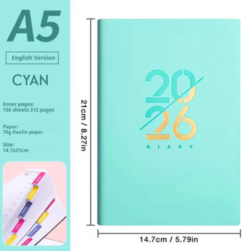 2026 Daily Planner Weekly Monthly A5 Journal Notebook