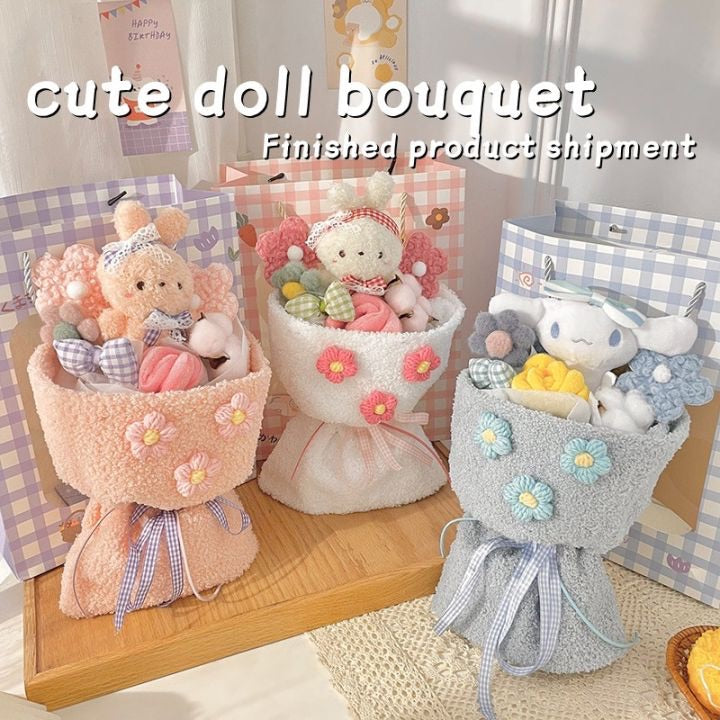 Cute Plush Dolls Bunny Flower Bouquet