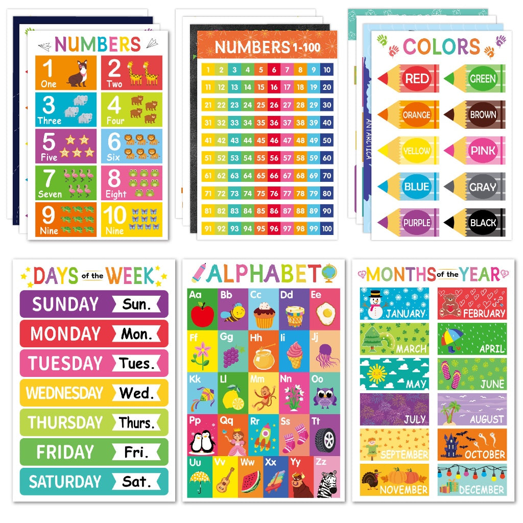 18pc Boho Children A3 Learning Wall Posters