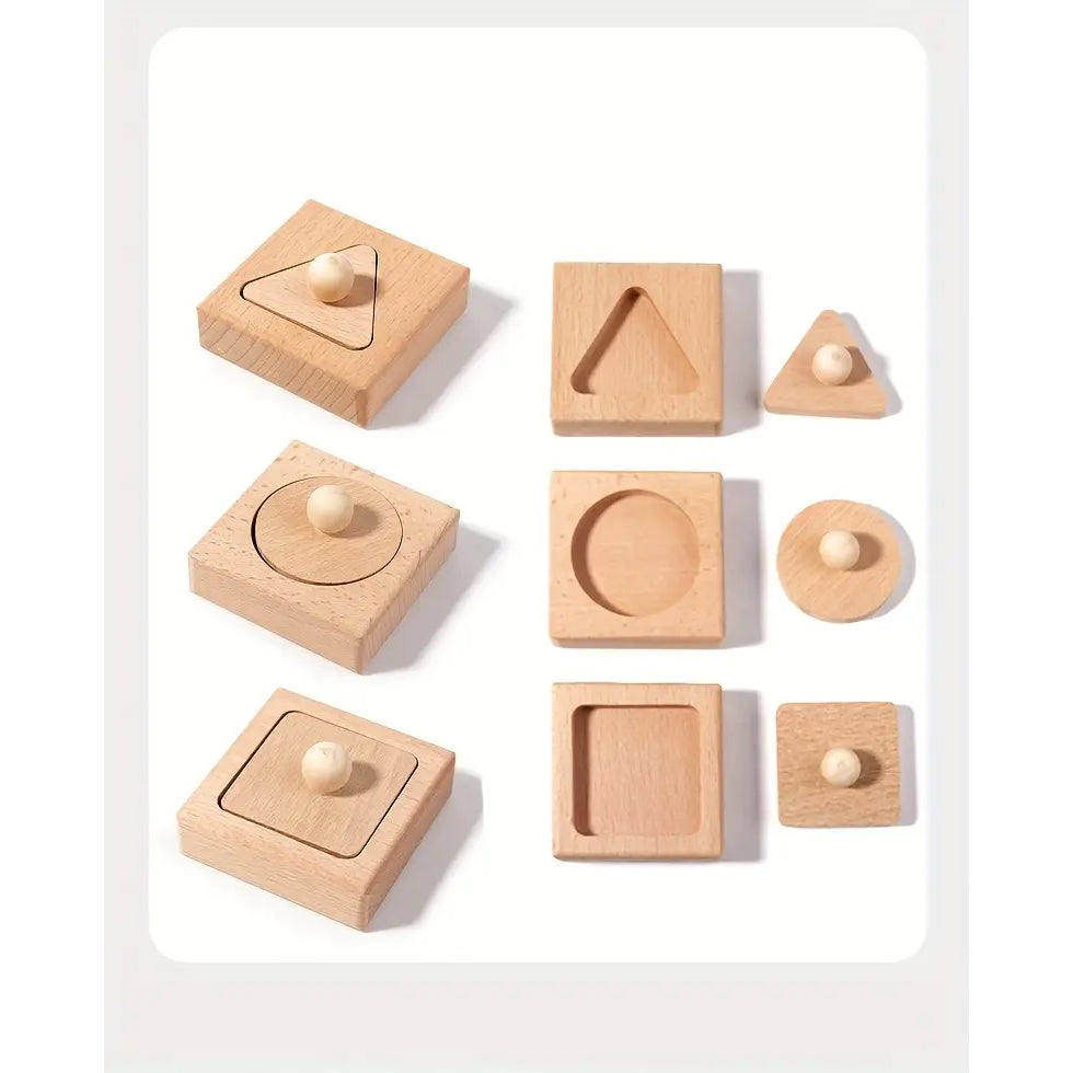 6pc Natural Wooden Musical Teething Rattles Toys