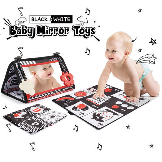 Foldable Mirror Baby Teether Sensory Busy Soft Book