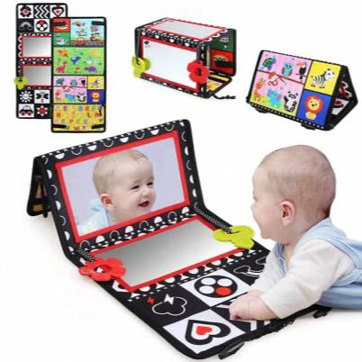Foldable Mirror Baby Teether Sensory Busy Soft Book