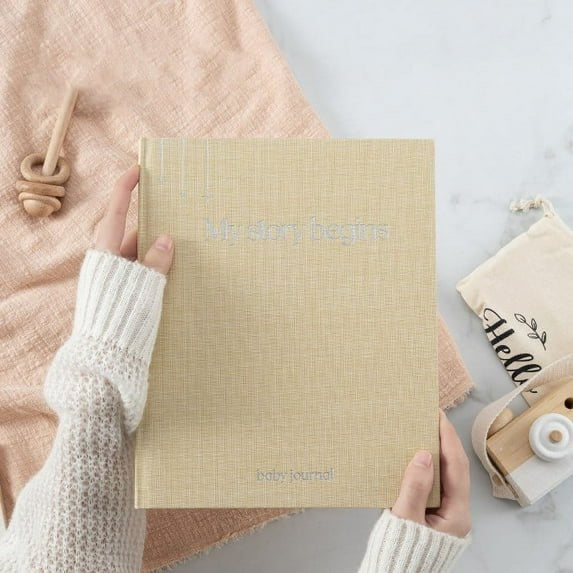 Baby Journal First Year Memory Linen Keepsake Book