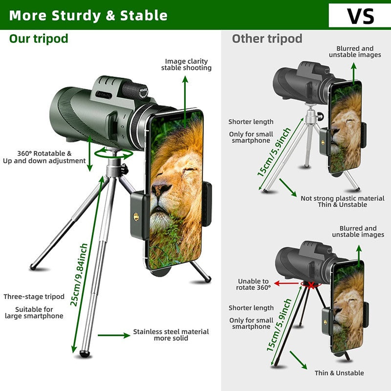 40x60 Monoculars with Smartphone Tripod