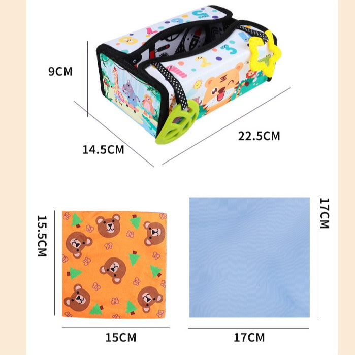Tiger Teether Sensory Pull Scarf Tissue Box Toy