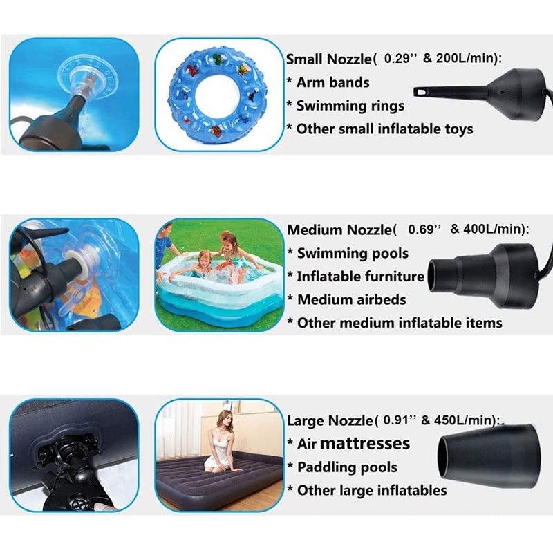 Electric Air Pump for Inflatables Portable Inflator Deflator