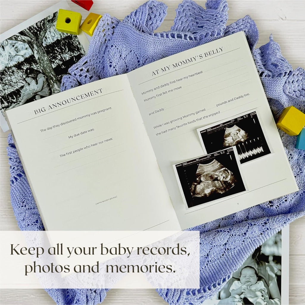 Baby Journal First Year Memory Linen Keepsake Book
