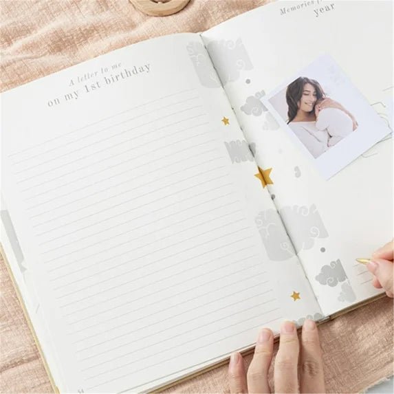 Baby Journal First Year Memory Linen Keepsake Book