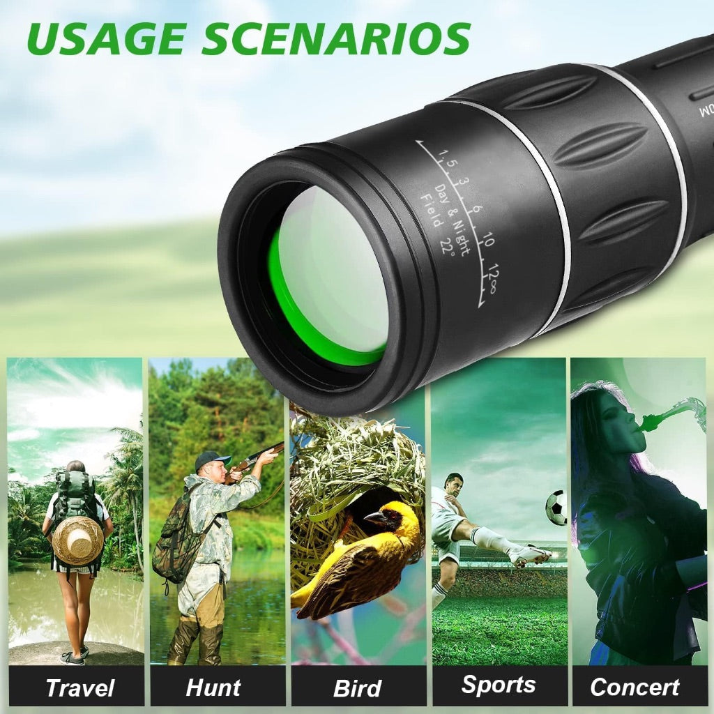 16X52 Monocular High Power FMC Prism Scope Telescope