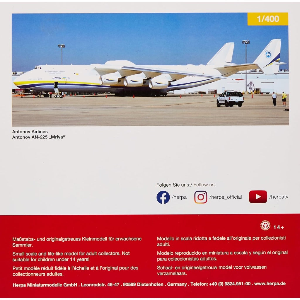 Antonov AN225 Biggest Cargo Plane Model Airplane Miniature