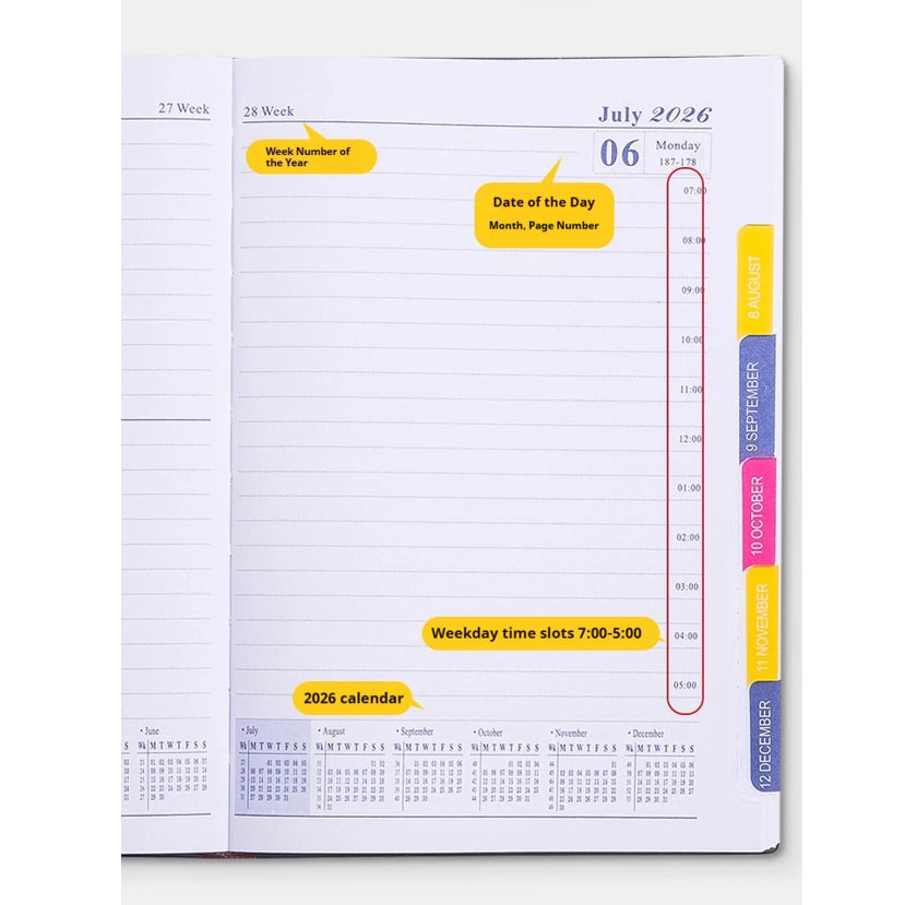 2026 Daily Planner Weekly Monthly A5 Journal Notebook
