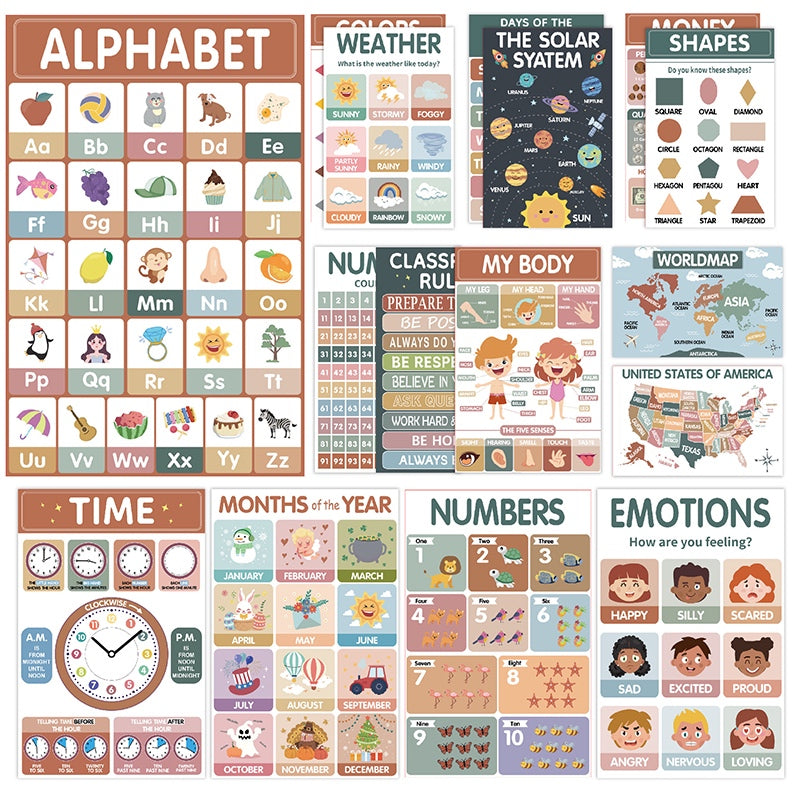 18pc Preschool Learning Children A3 Posters