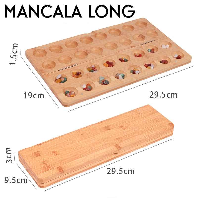 Wooden Mancala Folding Set Marbles