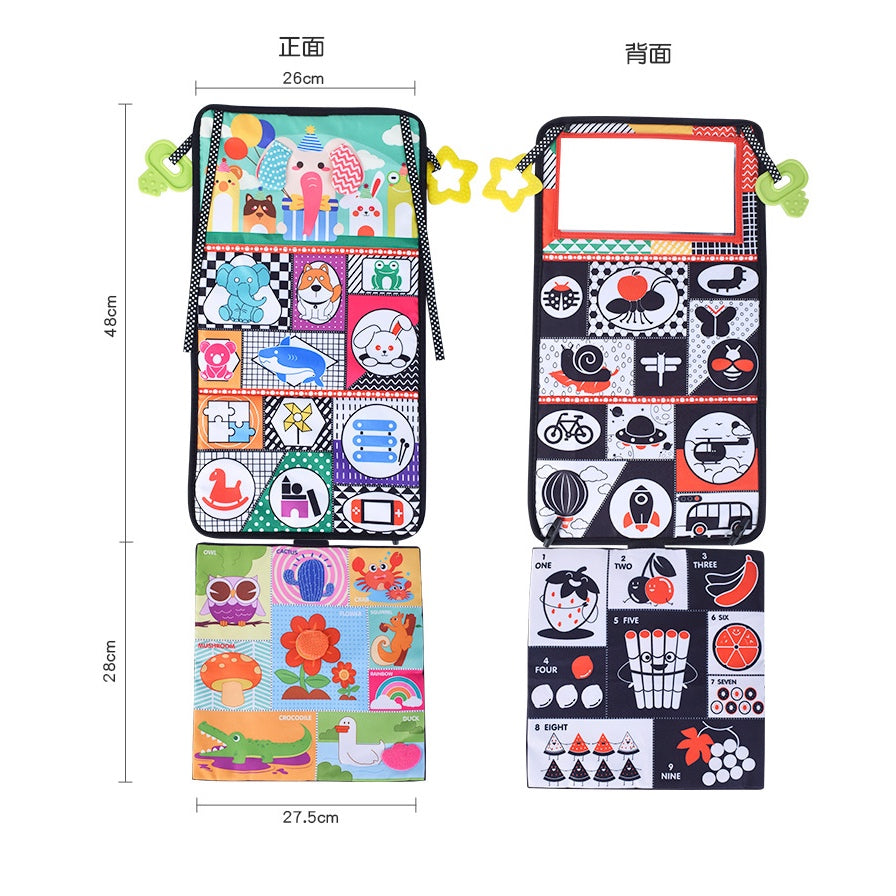 Foldable Mirror Baby Teether Sensory Busy Soft Book