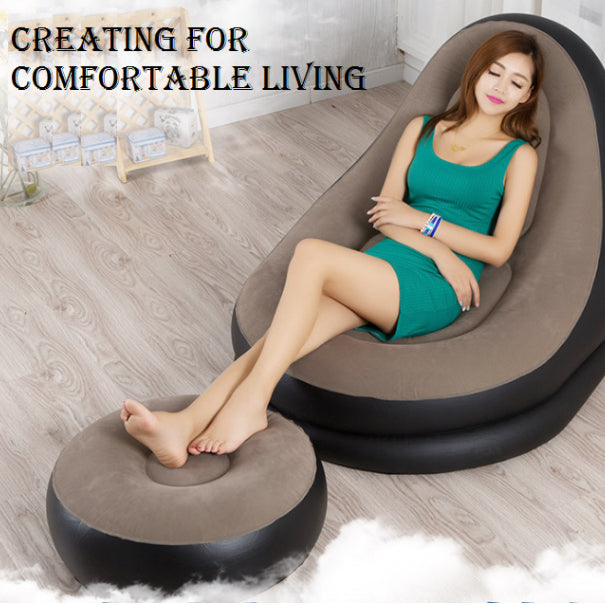 2pc Inflatable Lazy Sofa and Footrest Stool