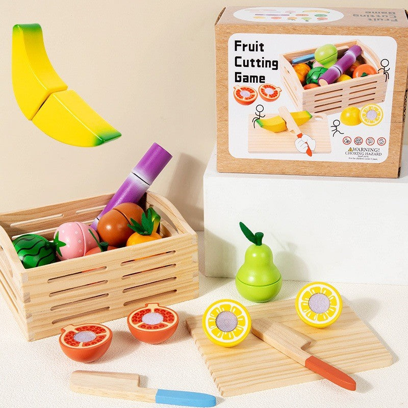 Fruit Cutting Game Velcro Preschool Montessori Wooden Toys