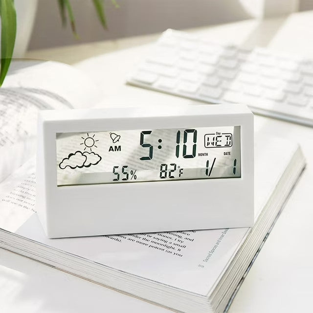 Luminious Digital Alarm Clock Day Weather Temperature Humidity Snooze