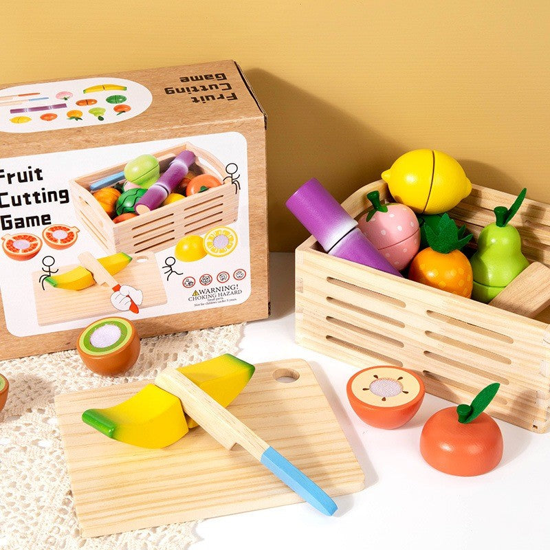 Fruit Cutting Game Velcro Preschool Montessori Wooden Toys
