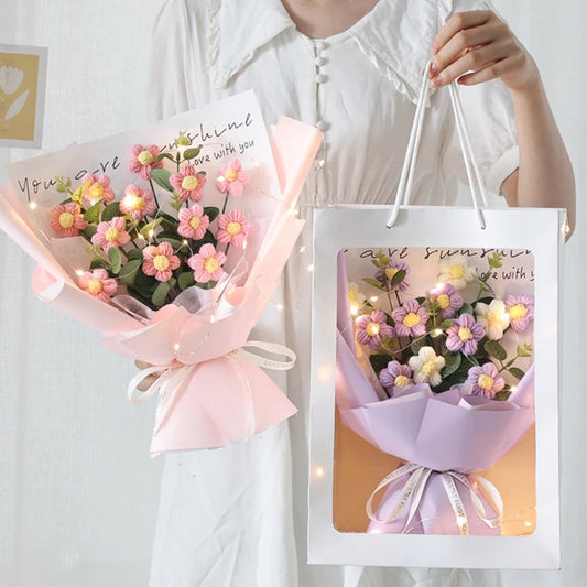 Handmade Knitted Crochet Flowers Bouquet Gifts