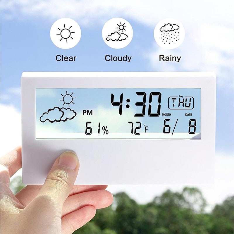 Luminious Digital Alarm Clock Day Weather Temperature Humidity Snooze