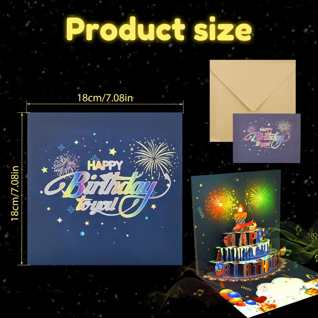 3D Pop Up Fireworks Happy Birthday Greeting Card