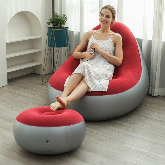 2pc Inflatable Lazy Sofa and Footrest Stool