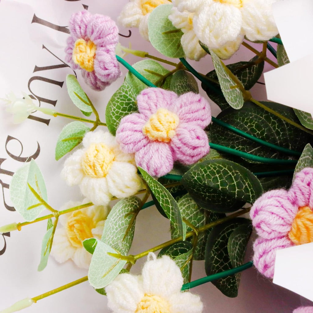Handmade Knitted Crochet Flowers Bouquet Gifts