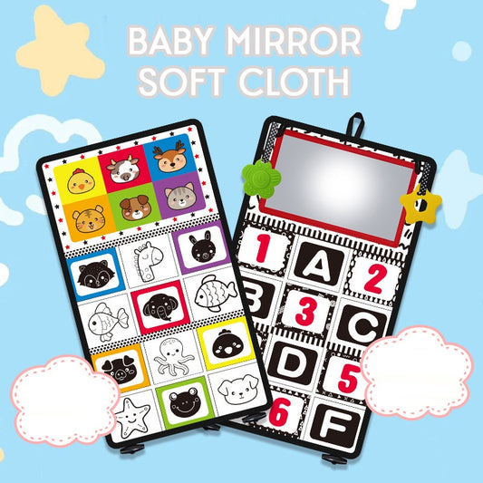 Baby Tummy Time Cloth Sensory Books with Mirror