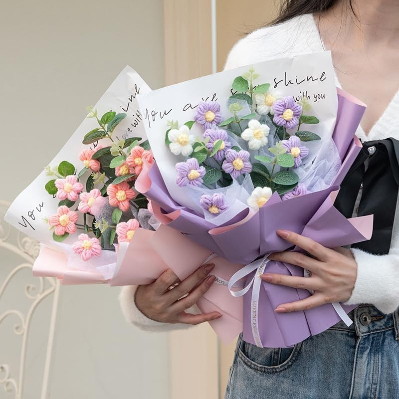 Handmade Knitted Crochet Flowers Bouquet Gifts