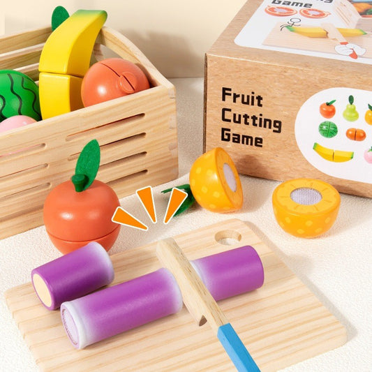 Fruit Cutting Game Velcro Preschool Montessori Wooden Toys